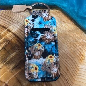 Cute‎ cow and sunflower chapstick holder keychain